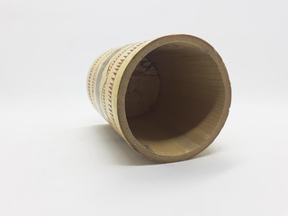 Artistic Handmade Craft Traditional Luxury Modern Asian Wood Carving Bamboo Tube Container Packaging with Cap for Various Decorative Purpose in White Isolated Background