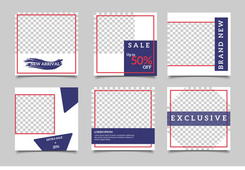 Editable square social media post template. Minimalist design. Vector illustration EPS 10