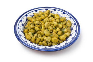 Moroccan dish with broad bean salad