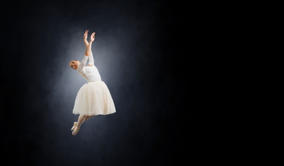 Fototapeta premium Ballerina and digital grid . Mixed media