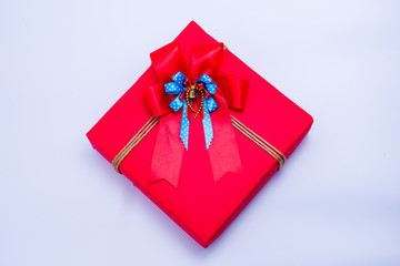 Big Red gift Box on the white background.