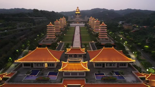 Aerial view of Fo guang Shan buddha temple in Kaohsiung, Taiwan.