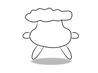 Barbecue icon vector, hand drawing. Illustration of food, contour of symbol black