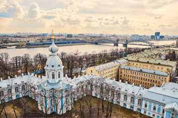 Smolny Cathedral and The City of Saint Petersburg, Russia