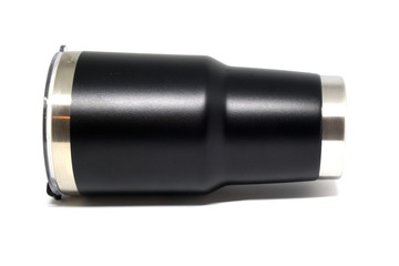 Stainless steel cold water glass isolated white background - for Reduce the use of plastic glass concept 