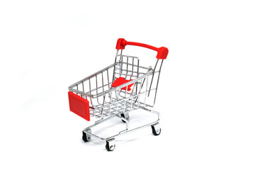 Shopping Cart isolated white background - Shopping stores to buy goods concept 