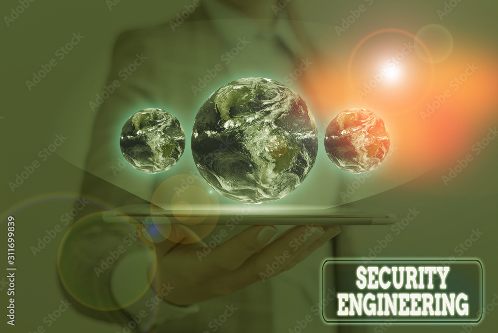 Poster handwriting text writing security engineering. conceptual photo focus on the security aspects in the