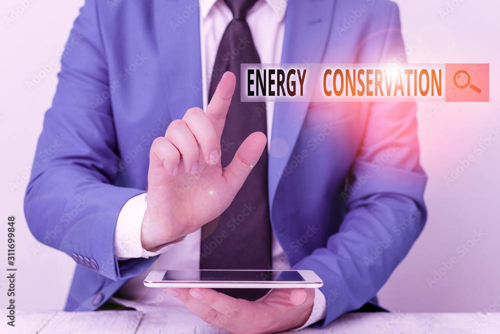 Aufkleber conceptual hand writing showing energy conservation. concept meaning reduction in the amount of ener