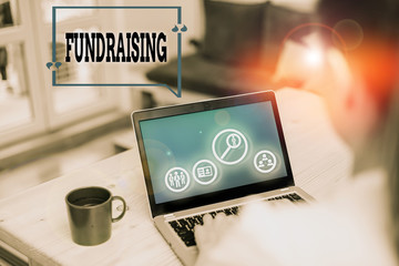 Text sign showing Fundraising. Business photo showcasing act of collecting or producing money for a particular purpose