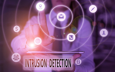 Text sign showing Intrusion Detection. Business photo showcasing monitors a network or systems for malicious activity