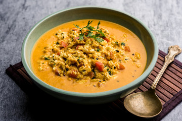 Paneer Bhurji Gravy served in a bowl. selective focus