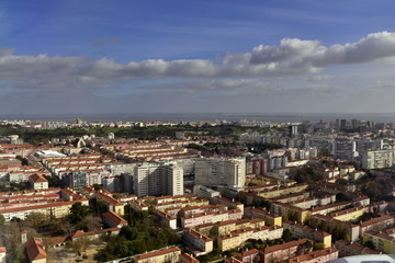 Lisbon Portugal panorama from the plane to the city