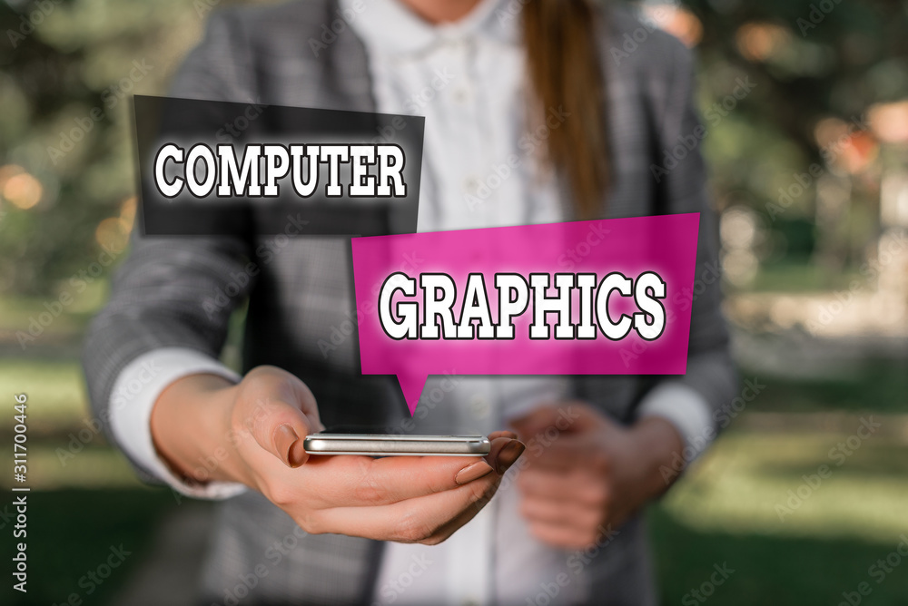 Poster conceptual hand writing showing computer graphics. concept meaning visual representations of data di