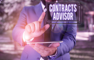Text sign showing Contracts Advisor. Business photo text ensure the enforcement of defined...