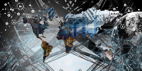 city scape and network connection concept