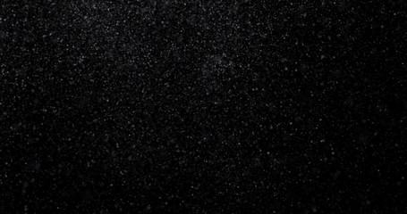 Flying dust particles on a black background - obrazy, fototapety, plakaty