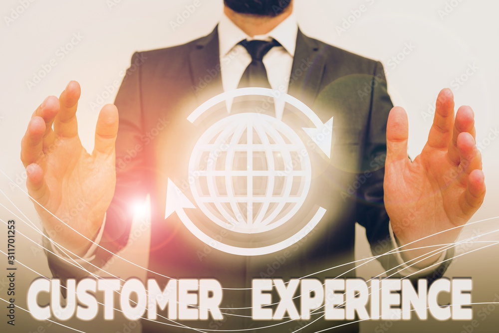 Poster text sign showing customer experience. business photo text product of an interaction between a clien