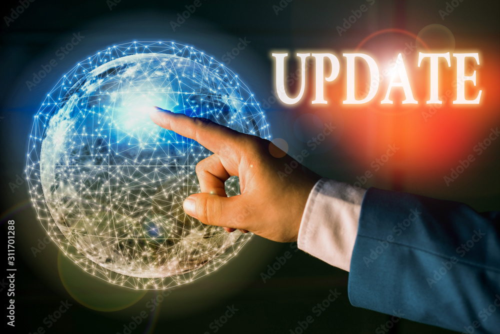 Poster text sign showing update. business photo text by adding new information or making corrections up to 