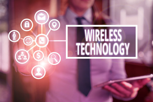 Word writing text Wireless Technology. Business photo showcasing a technology that allows wireless communication