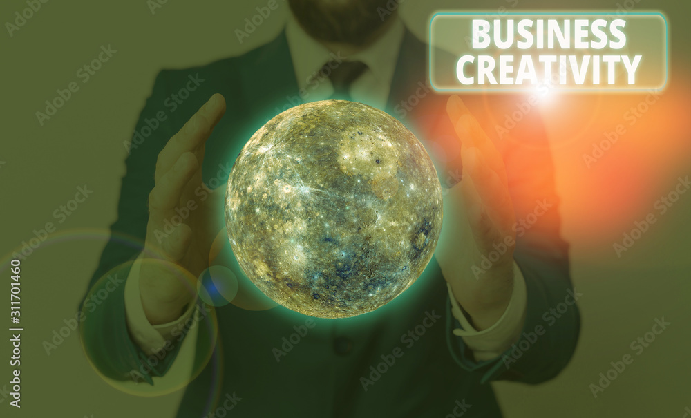 Poster conceptual hand writing showing business creativity. concept meaning act of turning new and imaginat