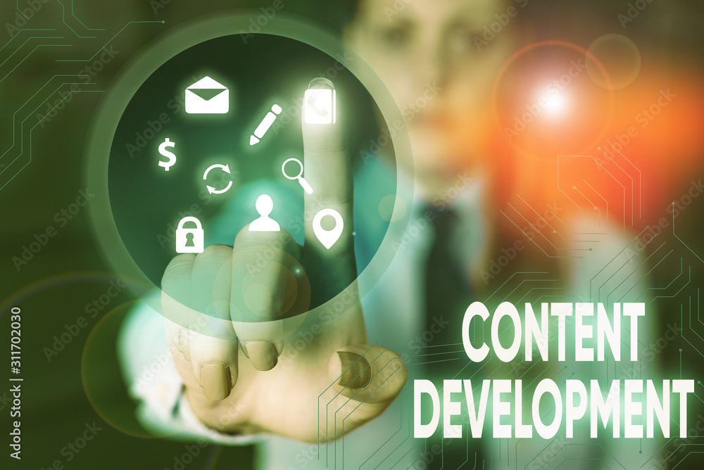 Poster conceptual hand writing showing content development. concept meaning authoring and originating conte