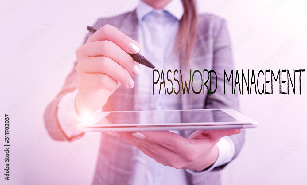Poster word writing text password management. business photo showcasing software used to help users better 