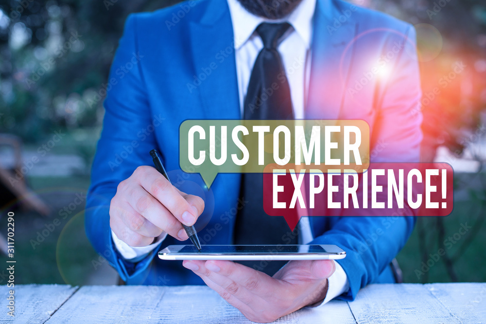 Poster text sign showing customer experience. business photo text product of interaction between organizati