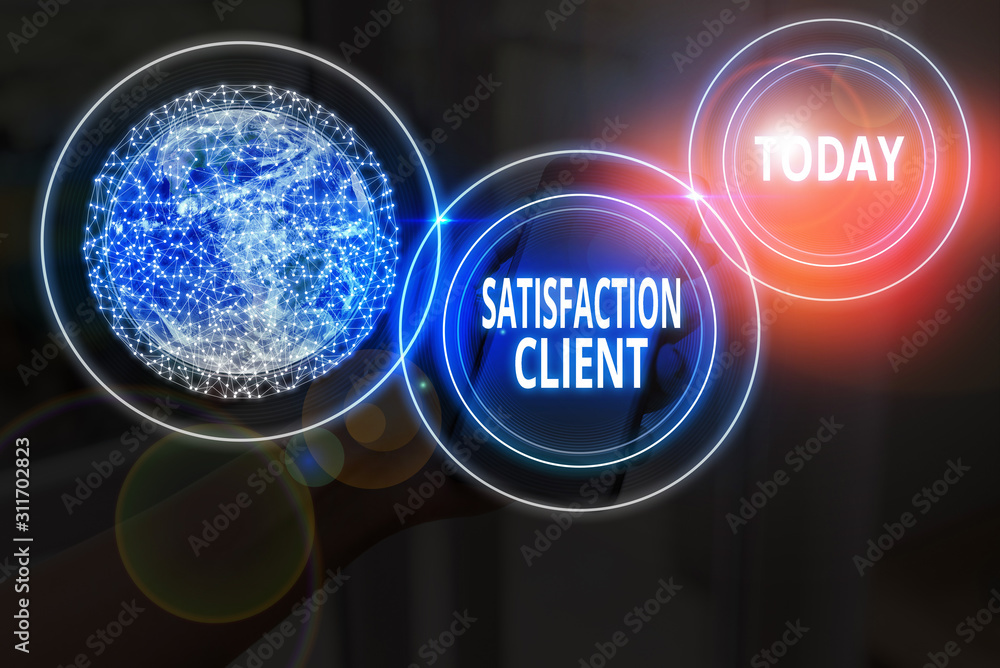 Poster text sign showing satisfaction client. business photo text benefits which customers get from purchas