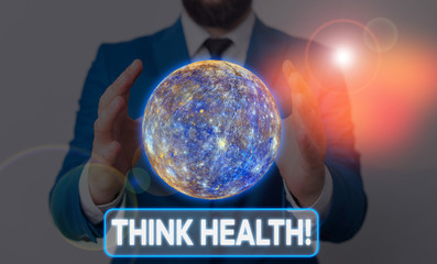 Conceptual hand writing showing Think Health. Concept meaning state of complete physical mental and...
