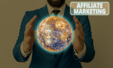 Conceptual hand writing showing Affiliate Marketing. Concept meaning compensation to thirdparty...