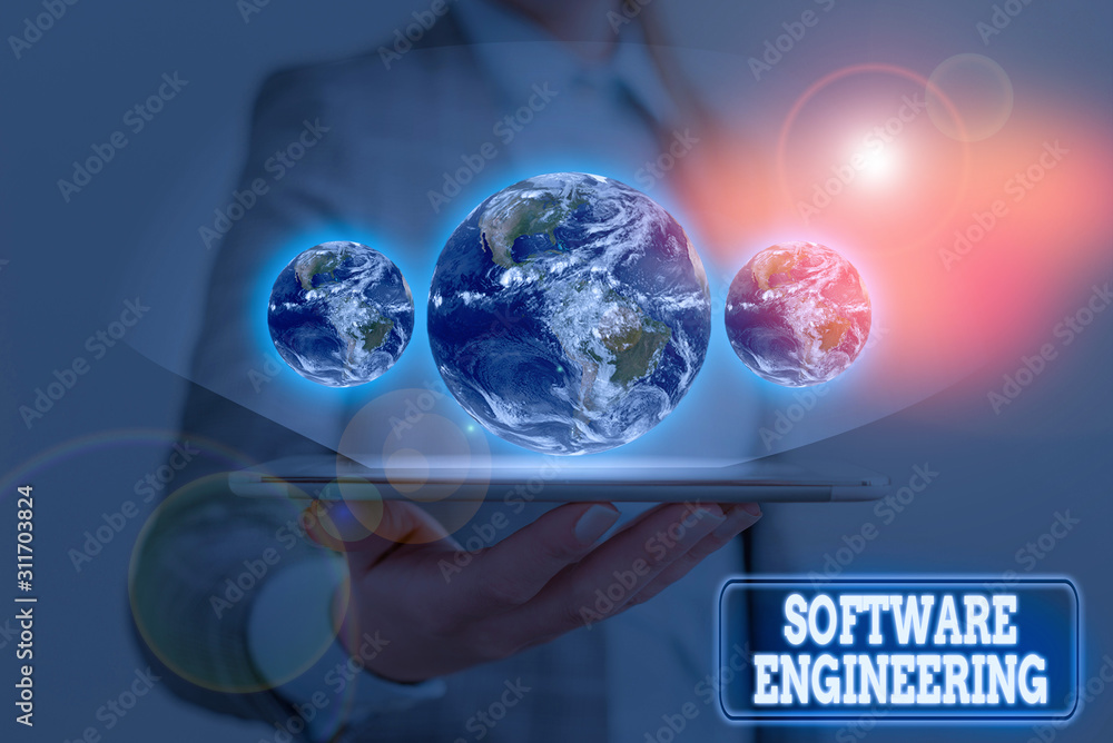Poster handwriting text writing software engineering. conceptual photo apply engineering to the development