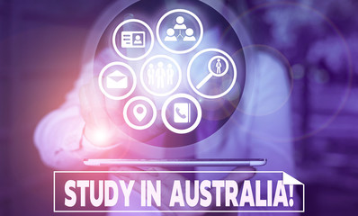 Text sign showing Study In Australia. Business photo text going into foreign country order complete your studies