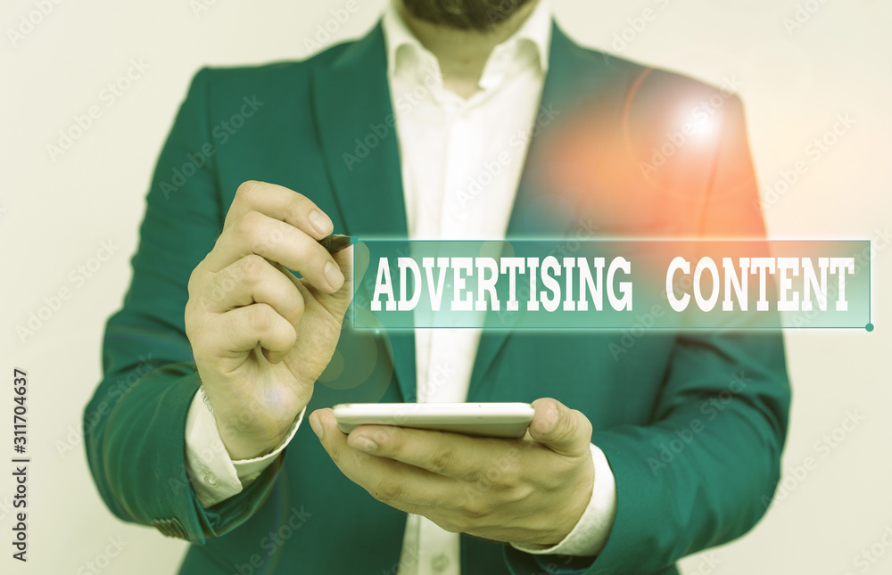 Poster writing note showing advertising content. business concept for distributing added value content to a