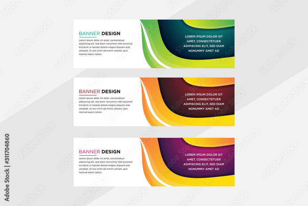 Aufkleber vector abstract design banner web template background. horizontal layout with gradient green, blue, 