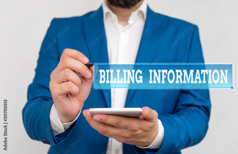 Poster writing note showing billing information. business concept for address connected to a specific form 