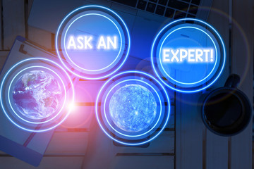 Word writing text Ask An Expert. Business photo showcasing confirmation that have read understand and agree with guidelines Elements of this image furnished by NASA
