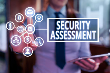 Word writing text Security Assessment. Business photo showcasing study to locate IT security...