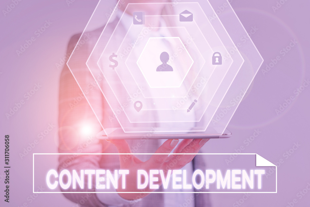 Poster conceptual hand writing showing content development. concept meaning authoring and originating conte