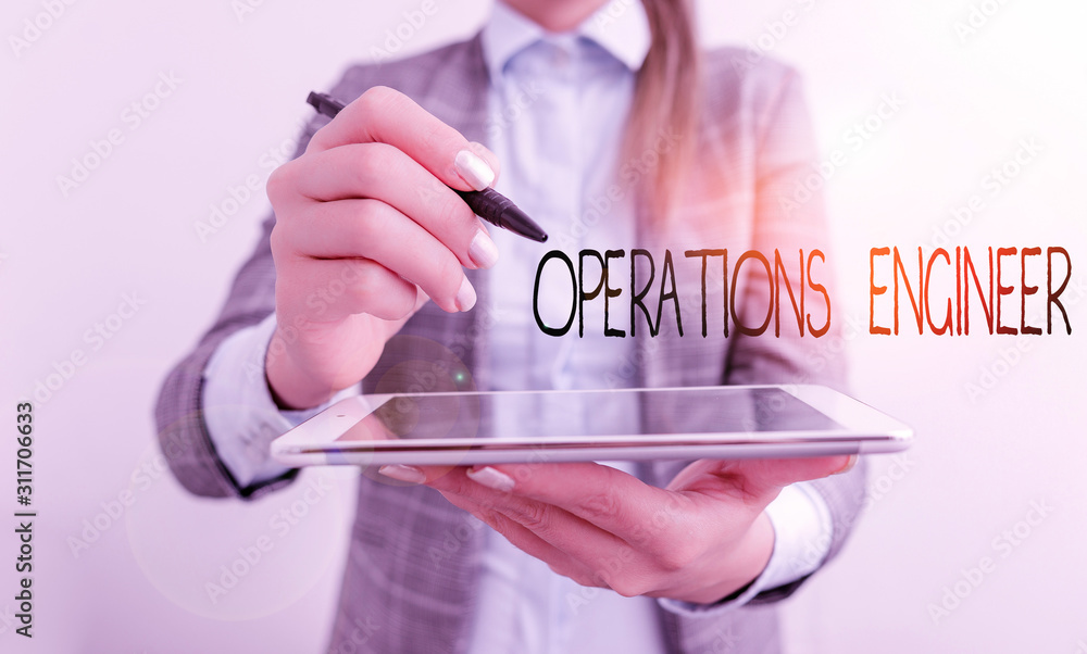 Poster word writing text operations engineer. business photo showcasing analyze and design operation that w