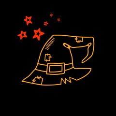 Halloween doodle wizard hat. Spooky and fun hand drawn icon elements for halloween decorations and sticker. EPS 8