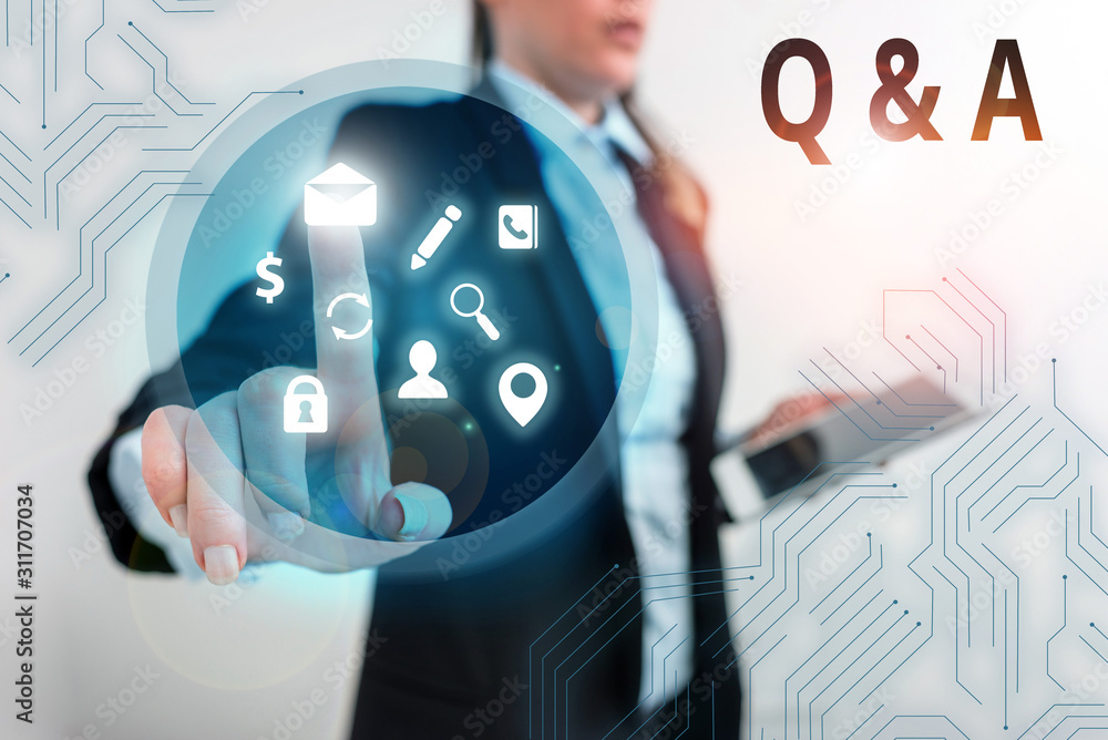 Poster handwriting text q and a. conceptual photo a period of time or an occasion when someone answers ques