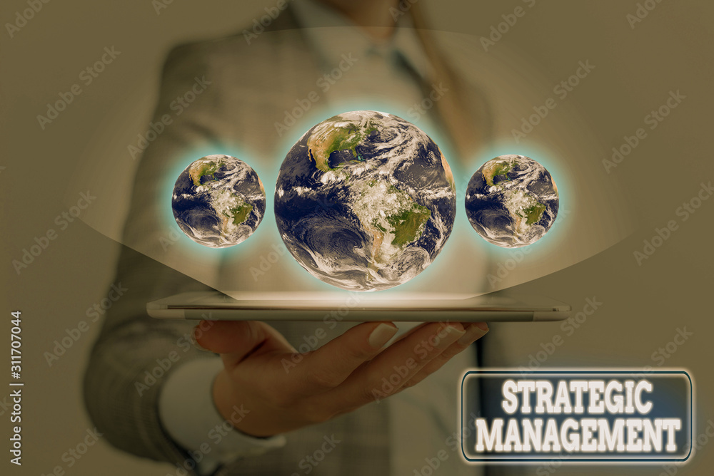 Poster handwriting text writing strategic management. conceptual photo formulation and implementation of th