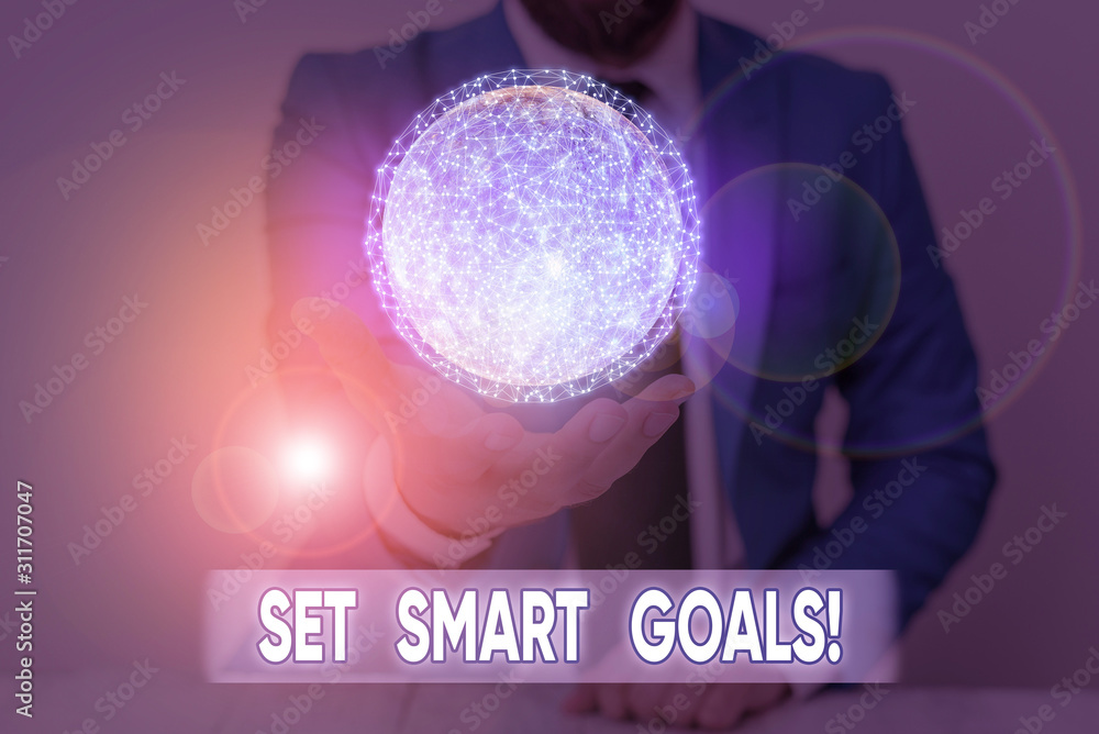 Poster writing note showing set smart goals. business concept for list to clarify your ideas focus efforts 