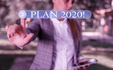 Handwriting text writing Plan 2020. Conceptual photo detailed proposal doing achieving something...