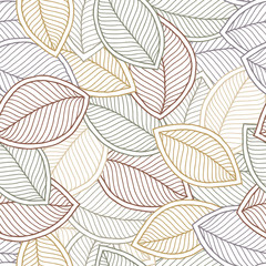 Soft seamless pattern of leaves.