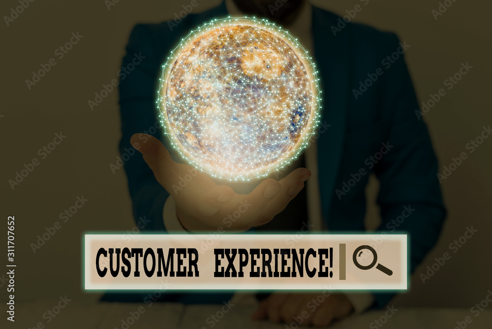 Poster writing note showing customer experience. business concept for product of interaction between organi
