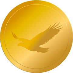 simple wealthy gold coin with swallow bird