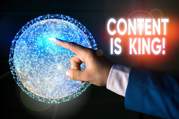 Conceptual hand writing showing Content Is King. Concept meaning marketing focused growing...