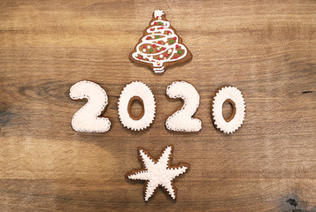 Background with numbers 2020. greeting card.