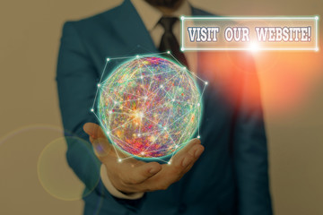 Word writing text Visit Our Website. Business photo showcasing visitor who arrives at web site and...